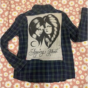 Up cycled flannel with Sleep ghost back patch